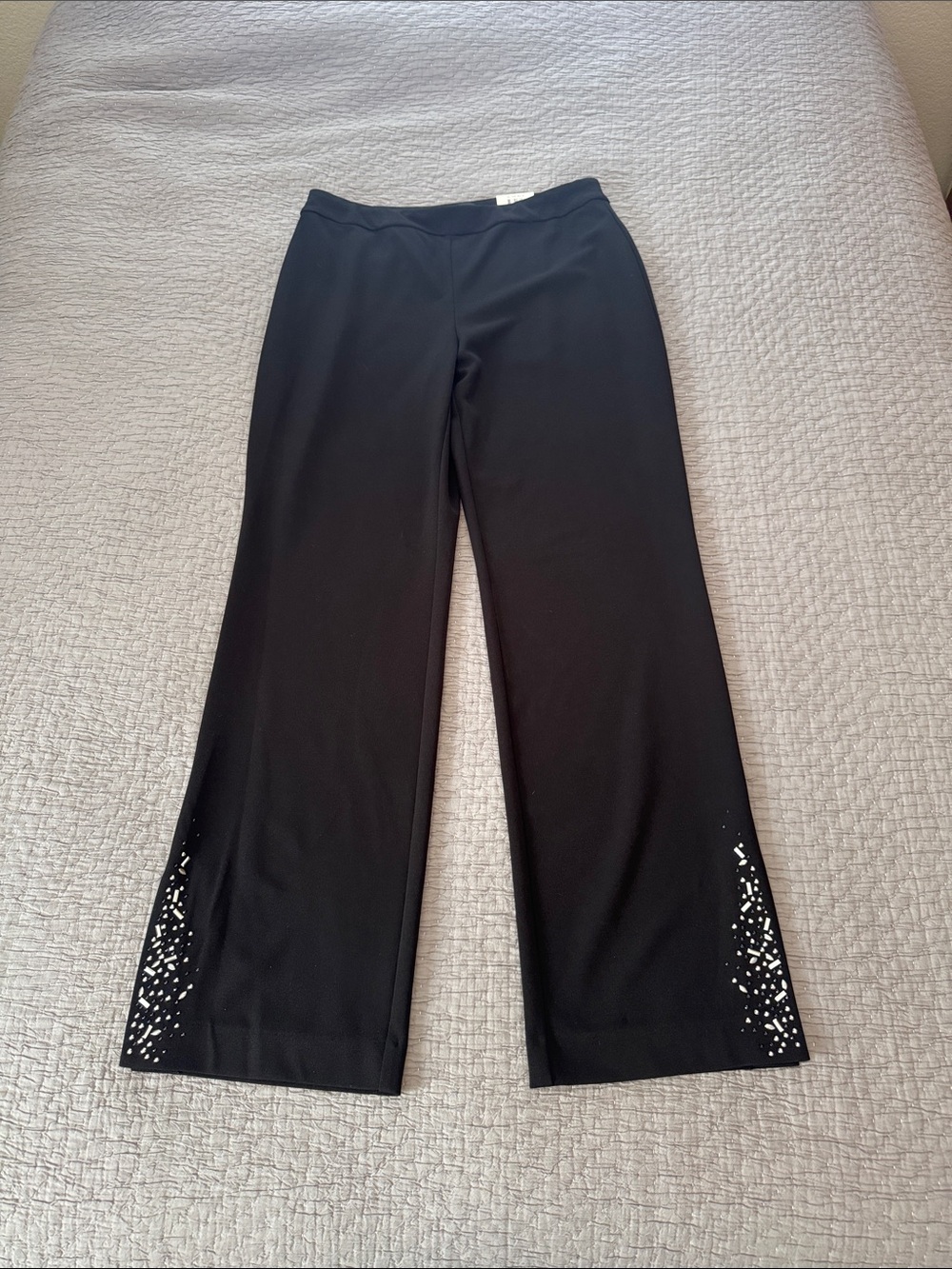 JM Collection Straight Leg Dress Pants w/ Bedazzled Ankle Design
